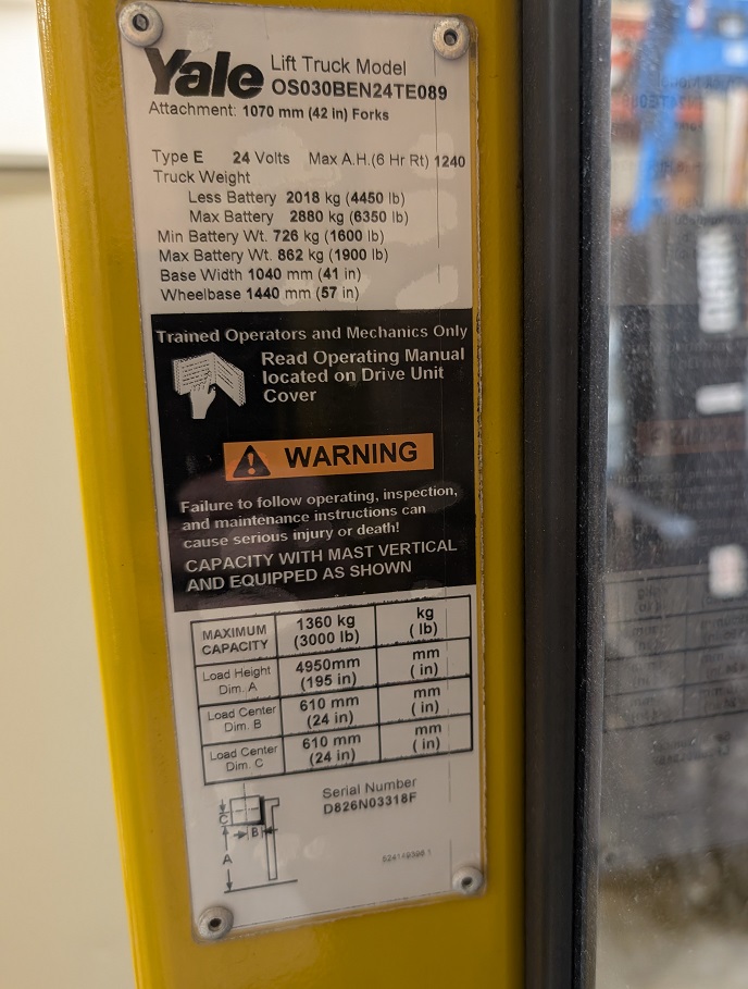 Forklift; Yale (27-0401) photo 5